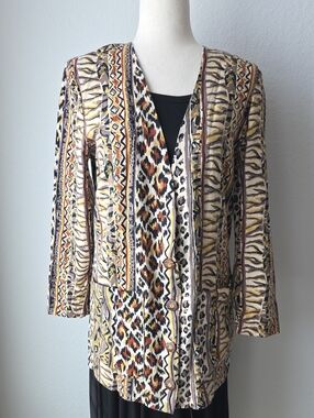 Vintage Animal Cheetah Tiger Print Jacket Blazer Sz 8 Ginger Bort 80s 90s